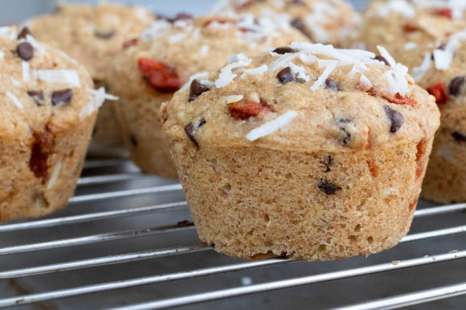 Coconut Goji Chocolate Chip Muffins