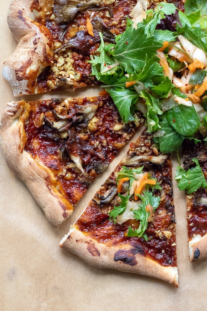 Korean Barbecue Pizza With Tofu and Maitake