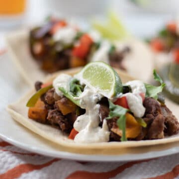 Refried Black Bean and Tempeh Tacos with Creamy Lime Dressing-2