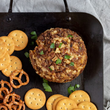 cashew cheese ball on platter