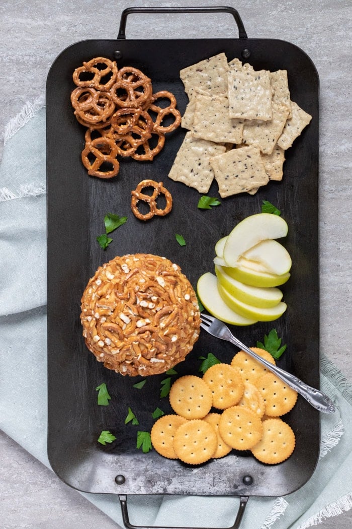 IPA Vegan Cheese Ball on a platter.