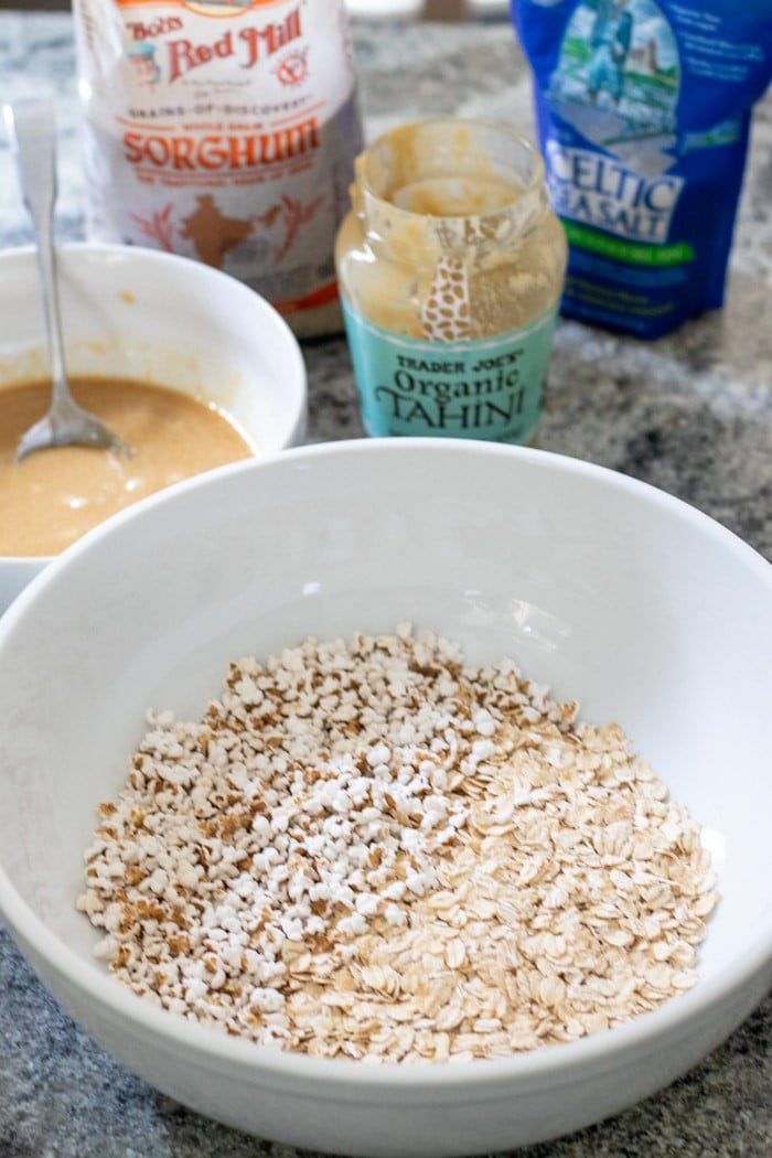 Popped Sorghum Balls ingredients on kitchen counter.