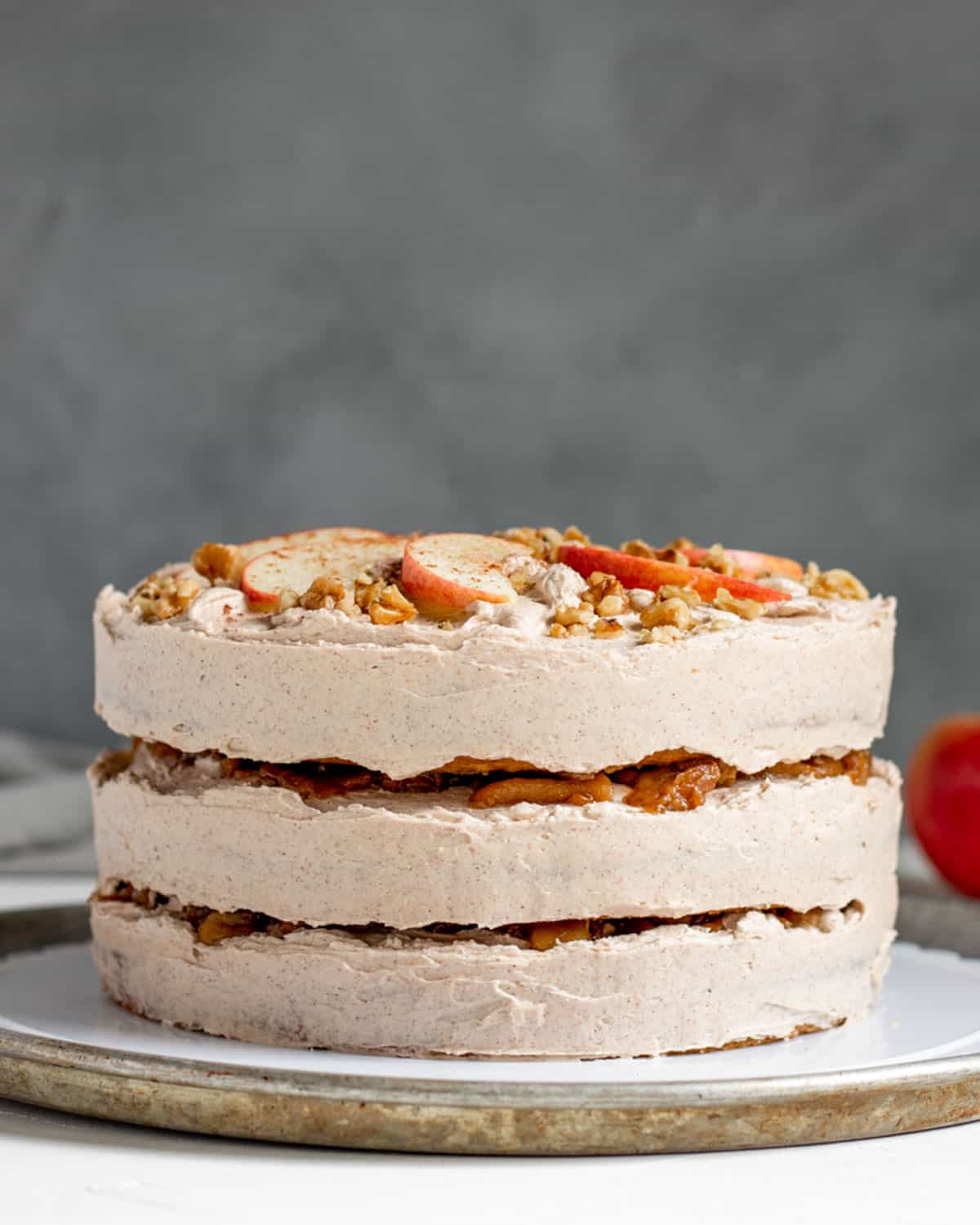 Vegan Apple Layer Cake With Bourbon Apple Filling and Cinnamon Buttercream