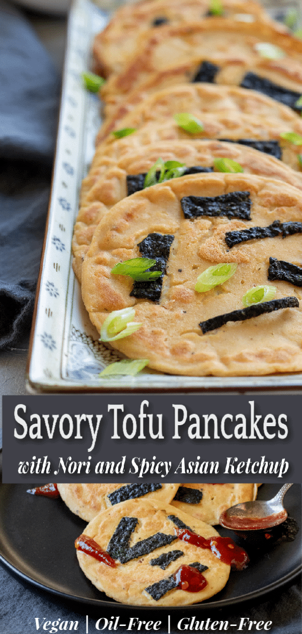 Savory Tofu Pancakes pin for Pinterest