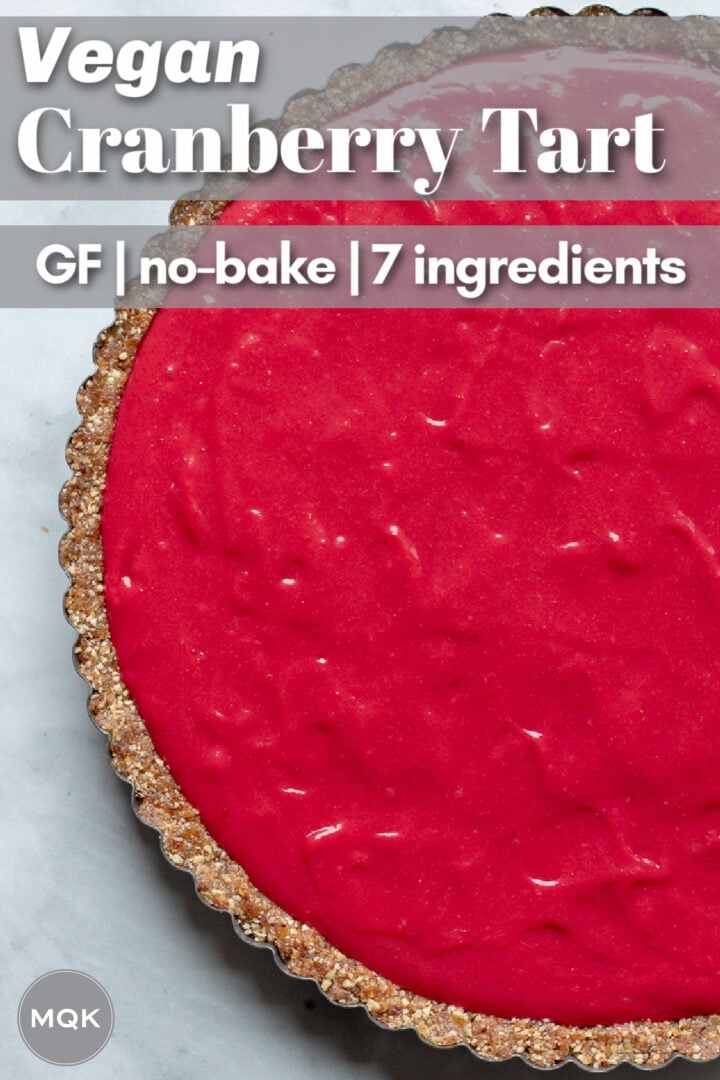 pin for Pinterest image of bright red tart