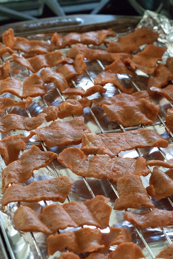 Seitan Jerky mid-cook