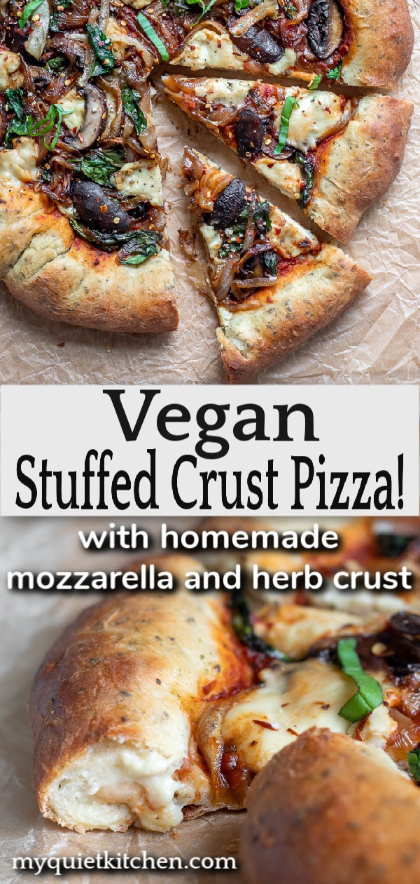 Vegan Stuffed Crust Pizza Pin for Pinterest