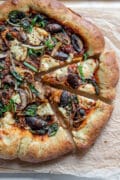overhead shot of vegan stuffed crust pizza