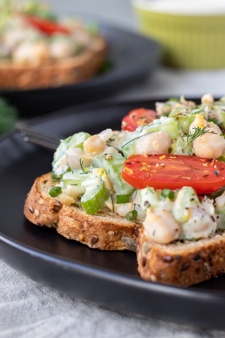 close up of vegan chickpea salad