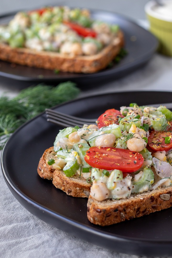 Chickpea Salad on toasted bread