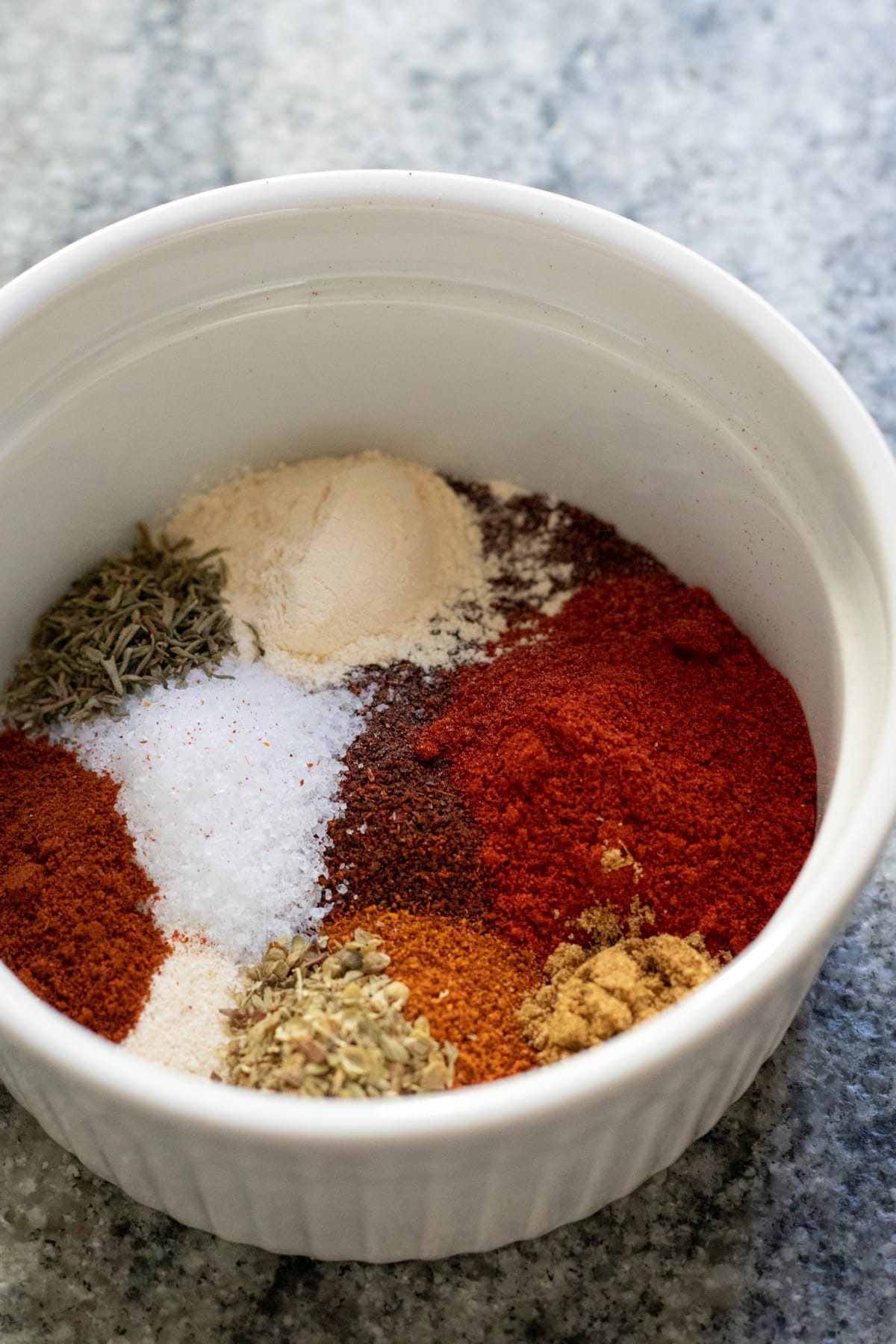 ingredients for homemade chorizo spice blend in a ramekin