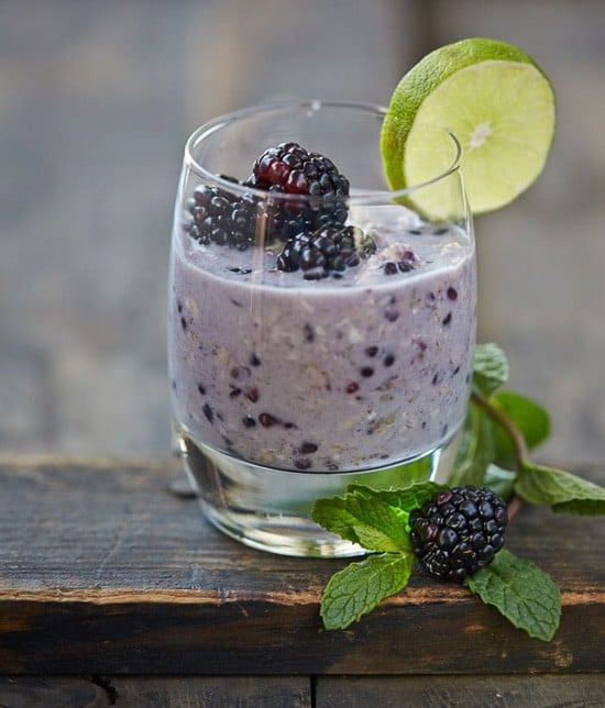 overnight oats in a glass.