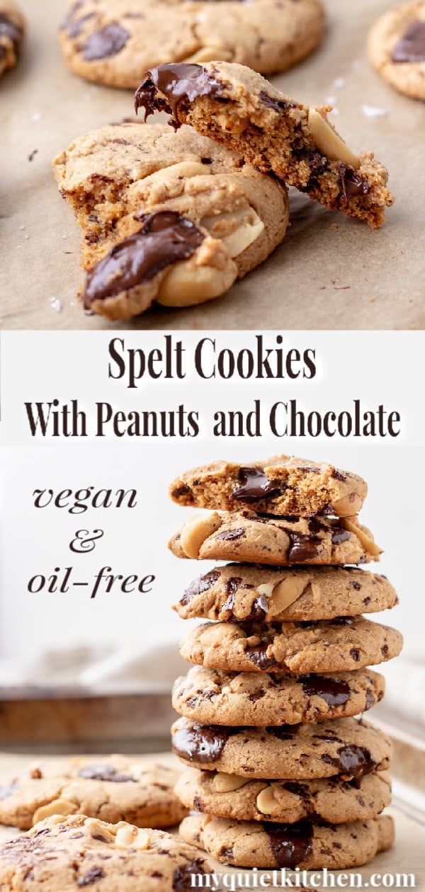 Spelt Cookies With Peanuts and Chocolate Pin for Pinterest