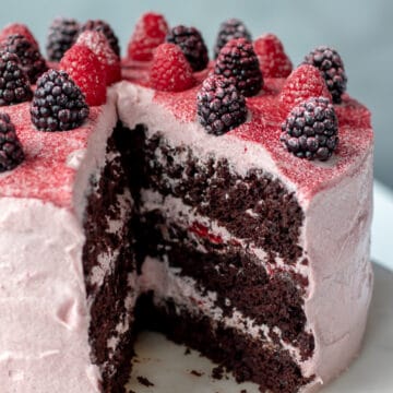 Vegan Chocolate Cake With Raspberry Cream Cheese Frosting