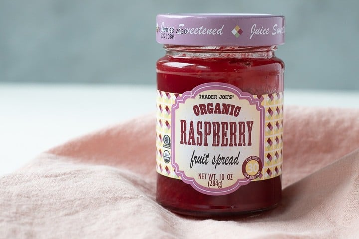 a jar of Trader Joe's raspberry fruit spread