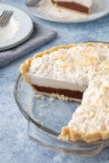 Chocolate Haupia Pie in pie plate