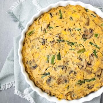 overhead photo of whole tofu quiche.