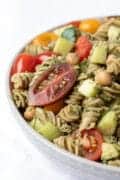 Pasta Salad With Parsley Dill Pesto in a large bowl