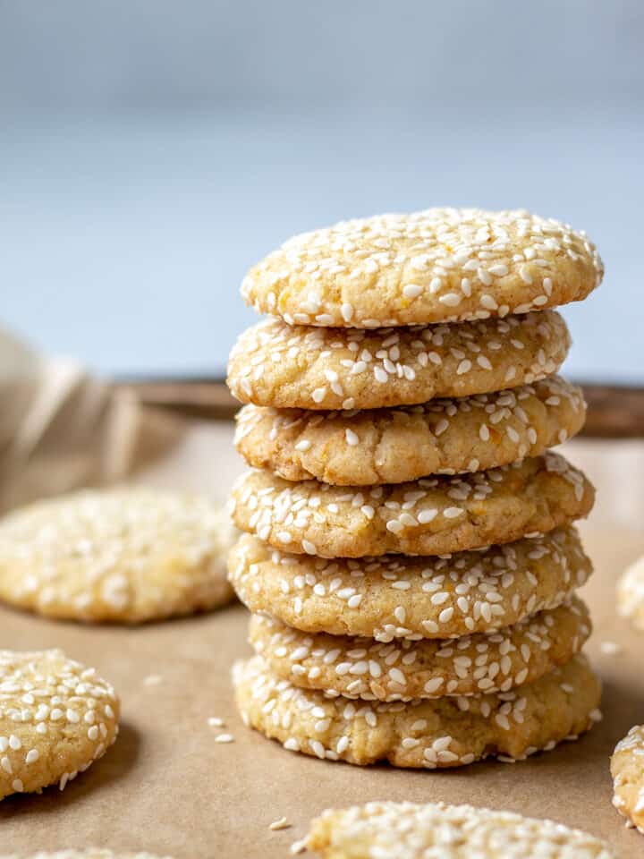 stack of vegan tahini cookies