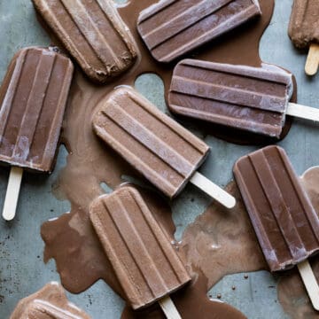 Kahlua Fudgesicles melting on an old baking sheet