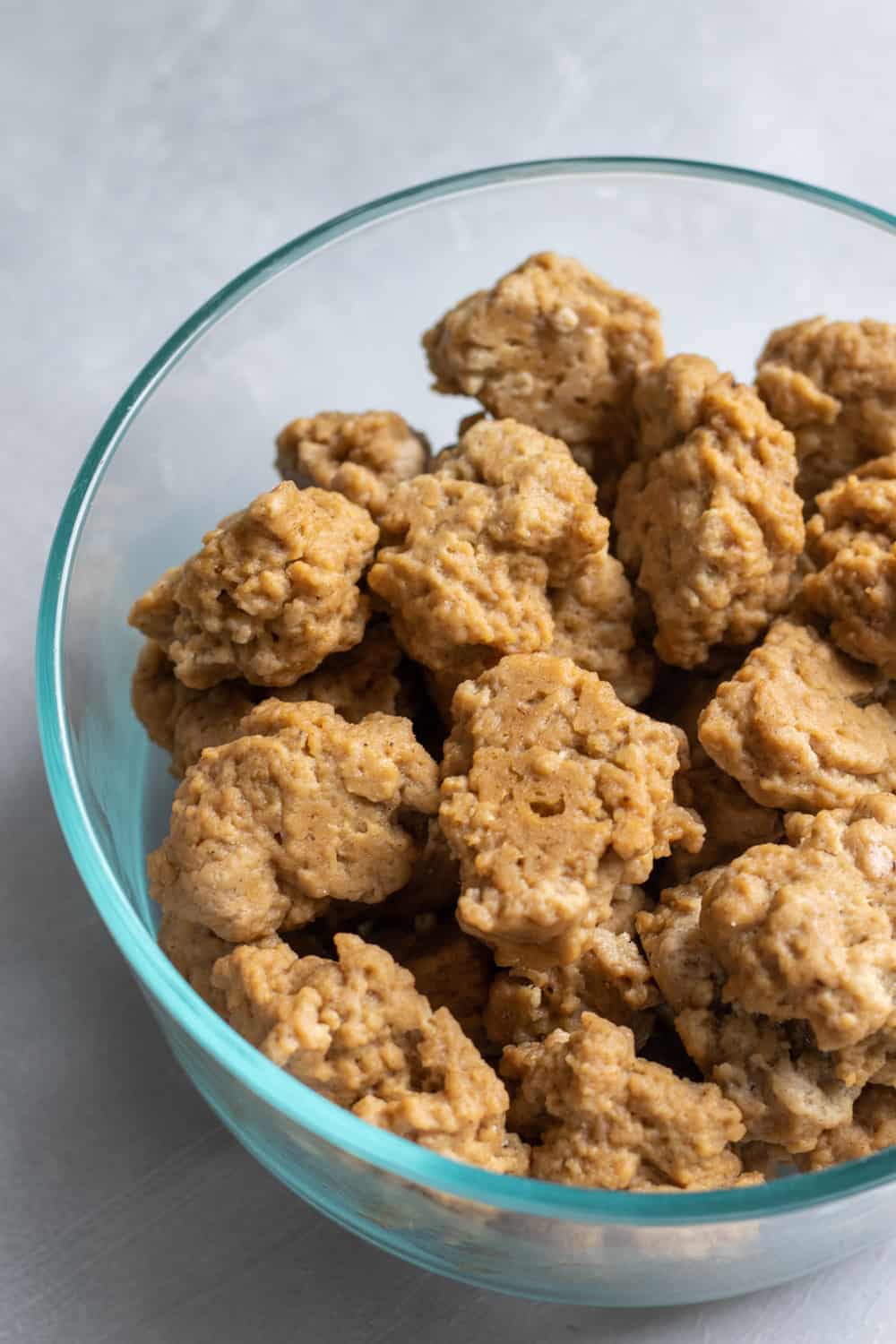 smaller pieces of steamed seitan chicken nuggets.