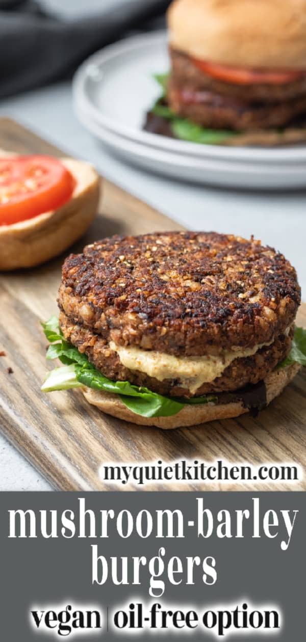 mushroom-barley burger pin for Pinterest