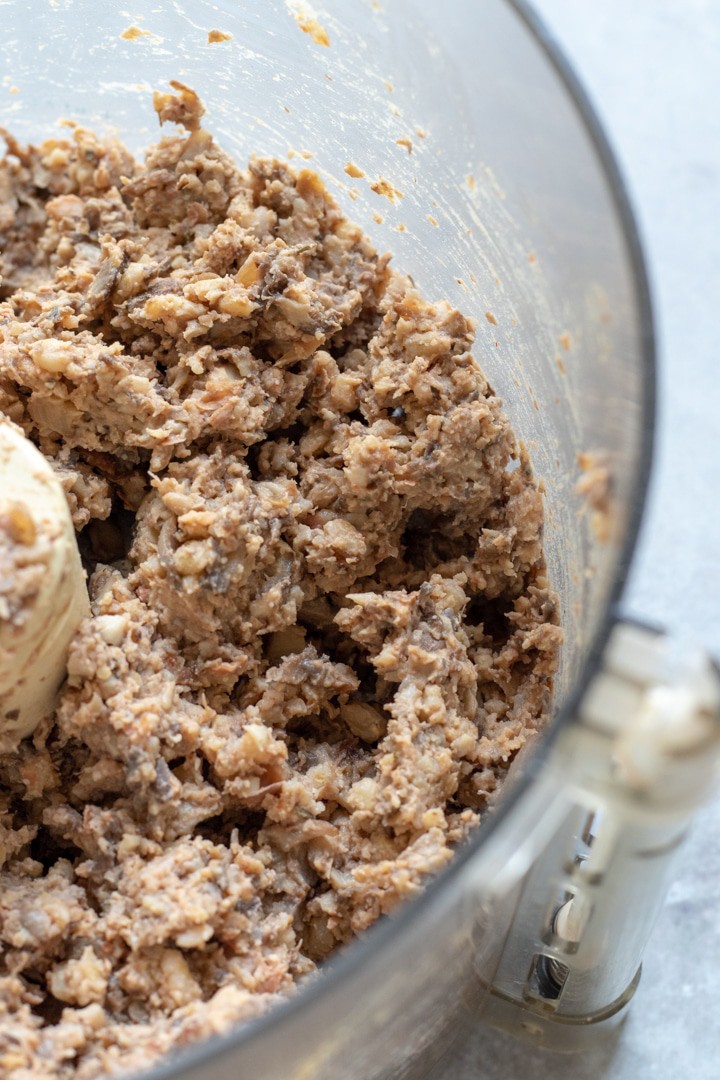 mixture in food processor before being formed into patties.