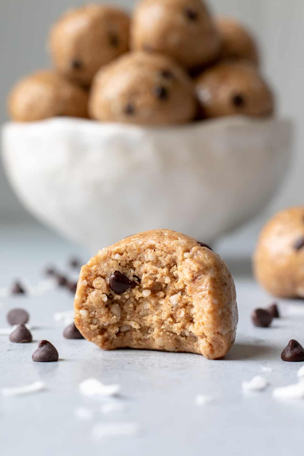 Almond-Coconut vegan Protein Balls.