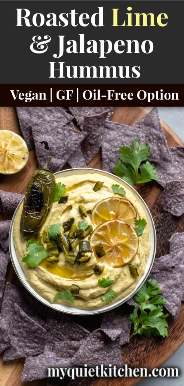 Roasted Lime and Jalapeno Hummus Pin for Pinterest