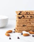 a stack of homemade vegan protein bars