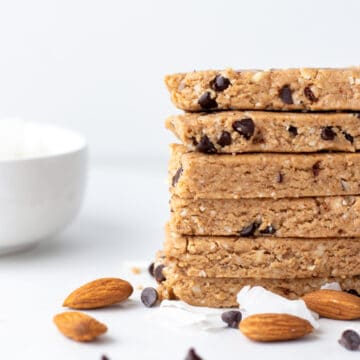 a stack of homemade vegan protein bars