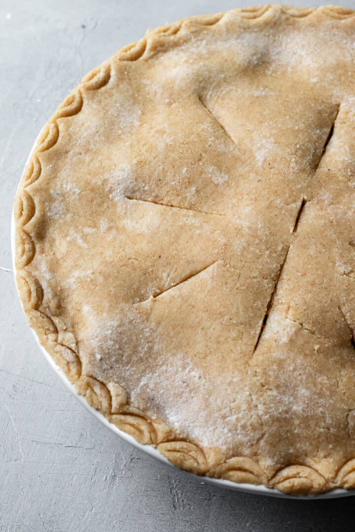 gluten free and oil free vegan pie crust for topping the pot pie