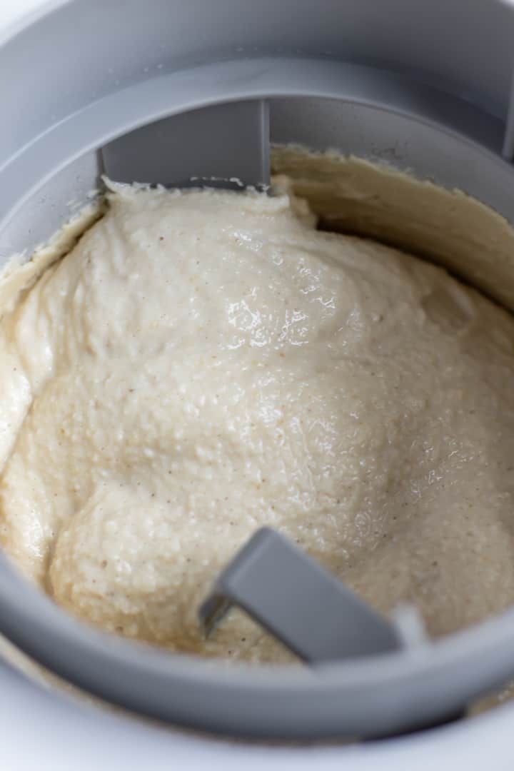 churning the oat ice cream.