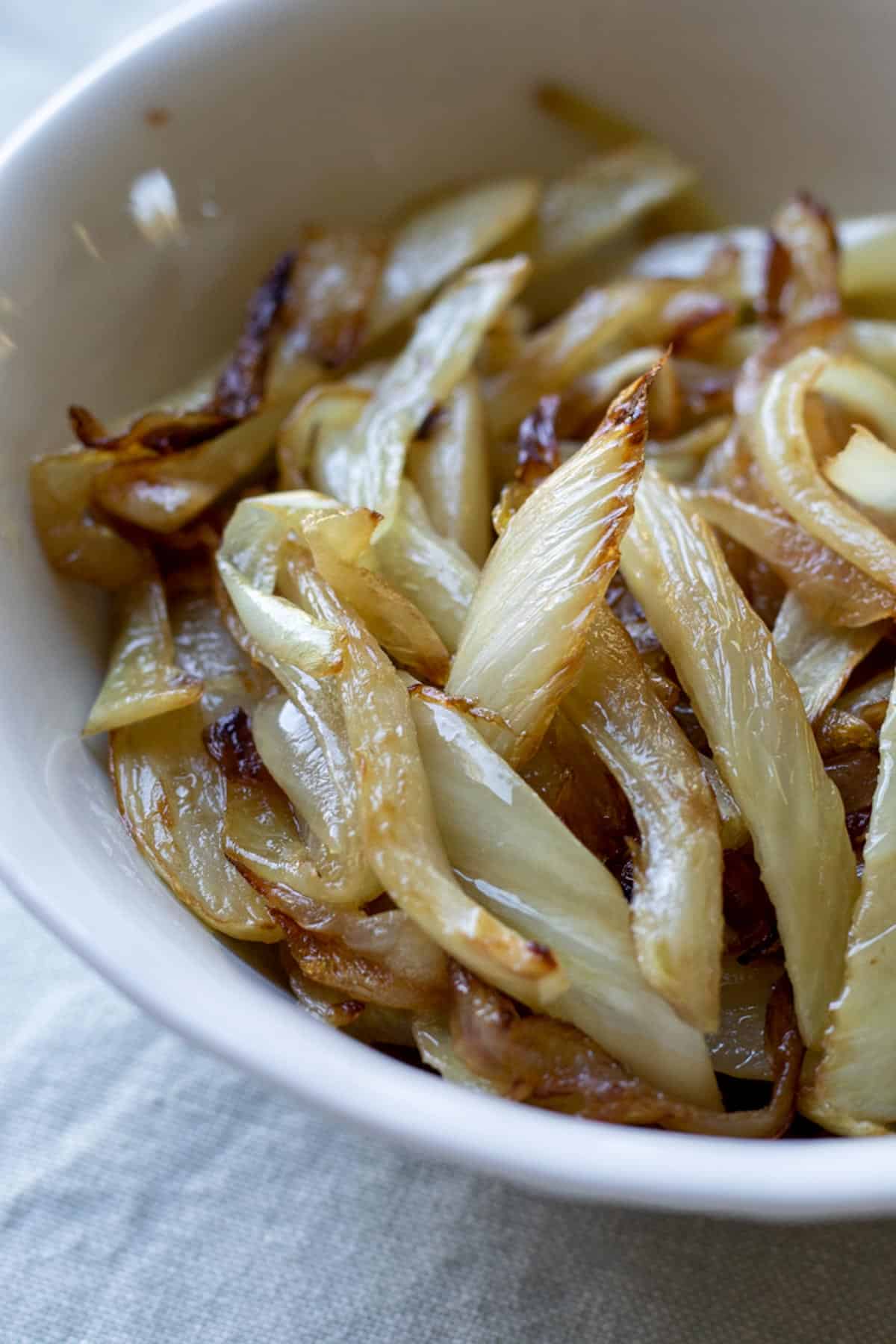 caramelized fennel and onion in a bowl.