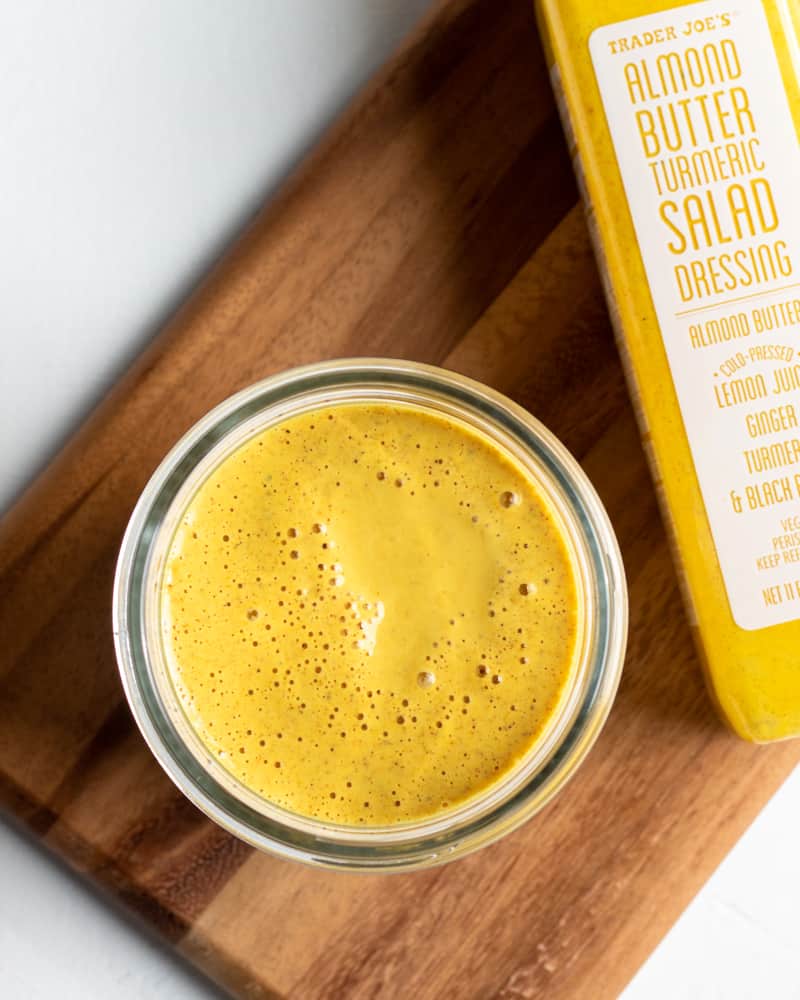 overhead close up of ginger turmeric dressing.