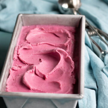 vegan cranberry ice cream in a pan