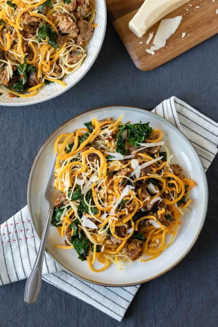 Butternut Squash Noodles With Spaghetti and Sausage - My Quiet Kitchen