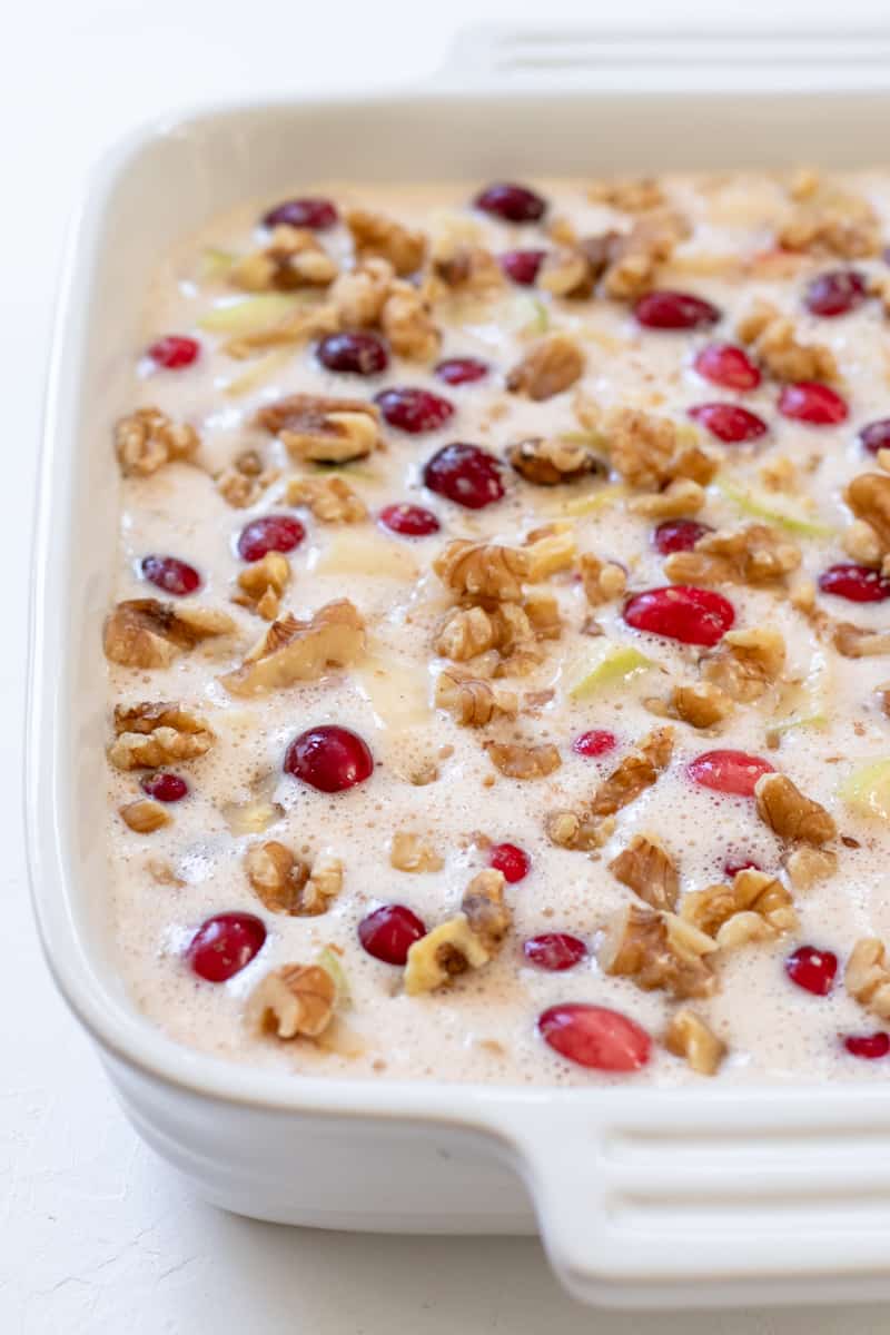 the best apple baked oatmeal ready for the oven.