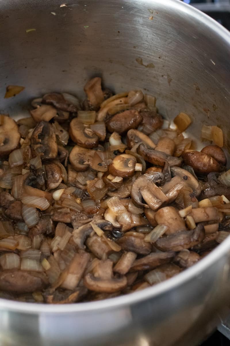 caramelizing the onion and mushrooms.