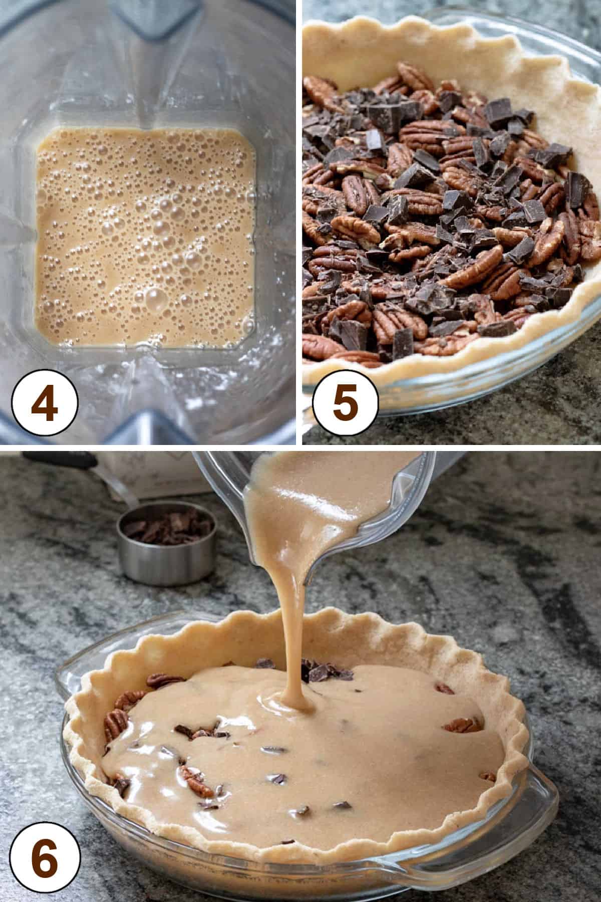 a collage of 3 photos showing how to make the pie filling.