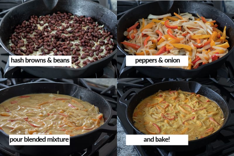 process of assembling the frittata.