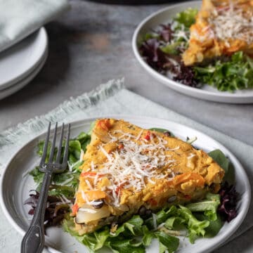 servings of vegan frittata on plates