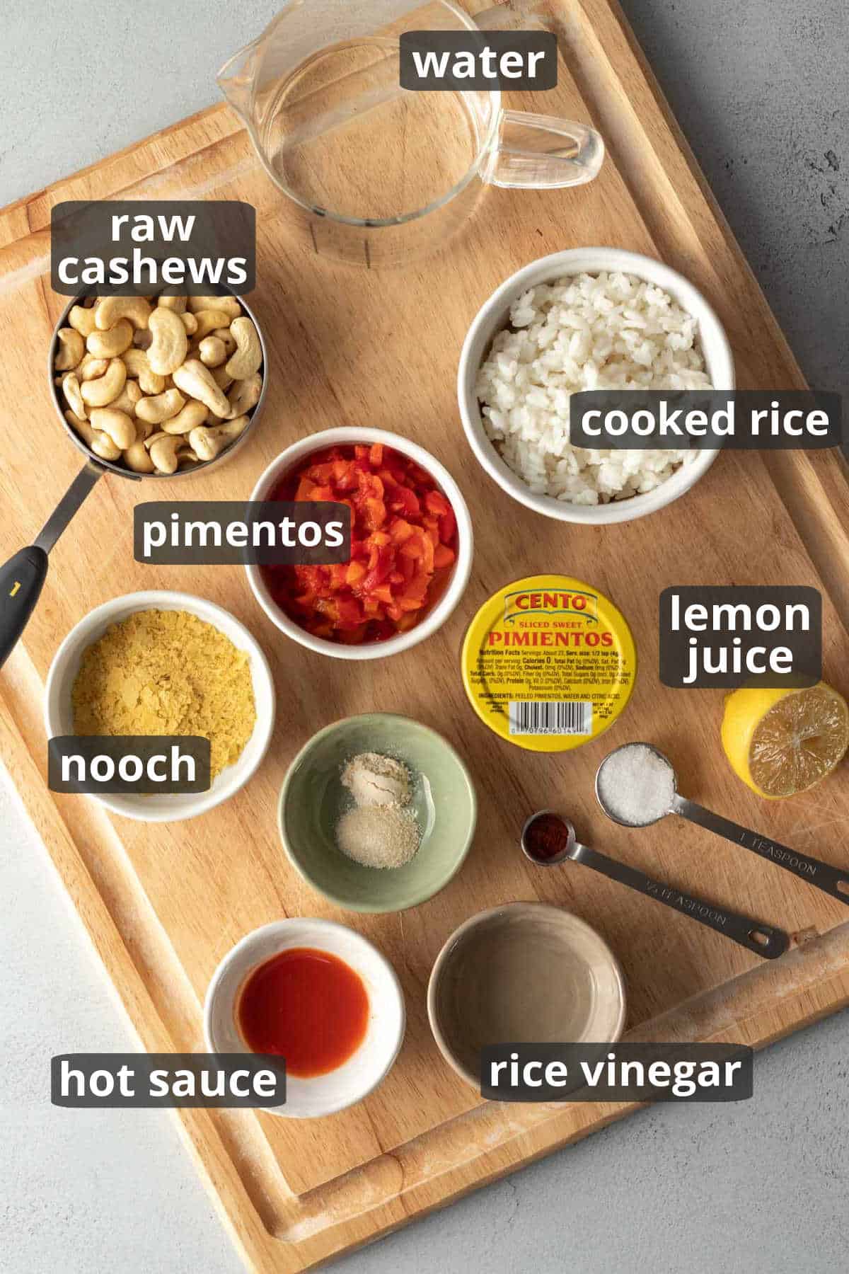ingredients needed for vegan pimento cheese.