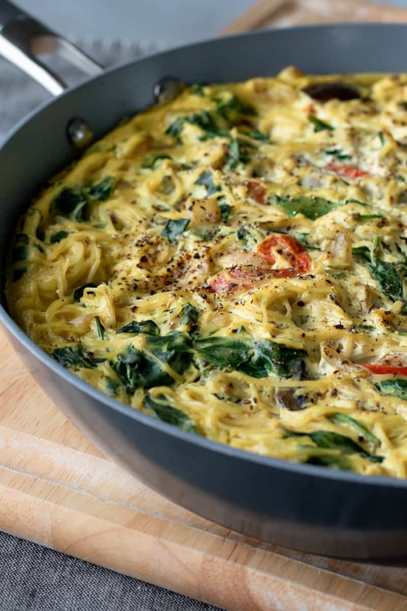 tofu frittata in a non-stick pan