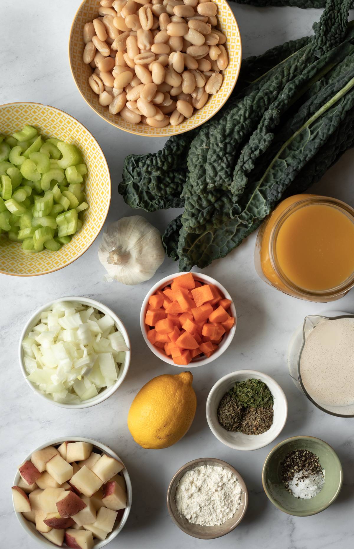 overhead view of ingredients needed for this recipe.