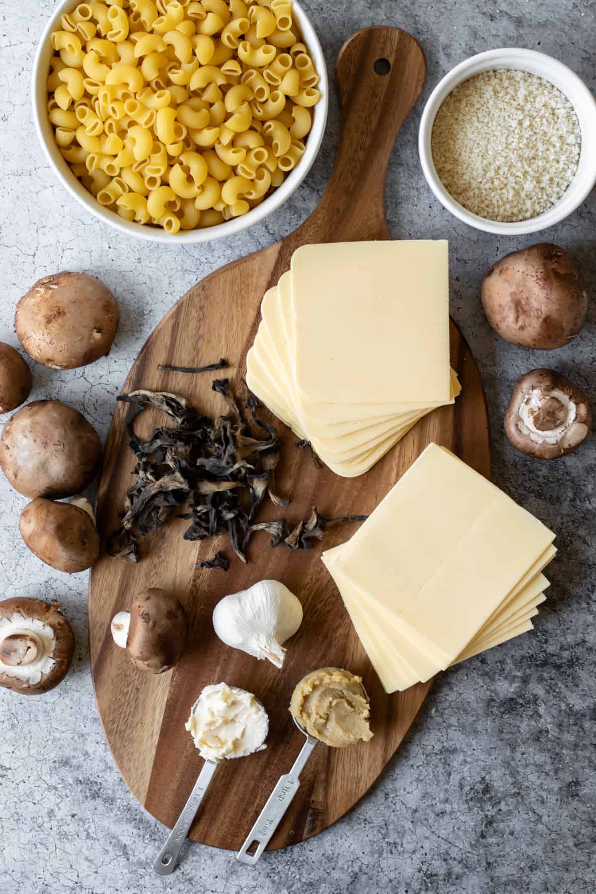 ingredients laid out on a cutting board.