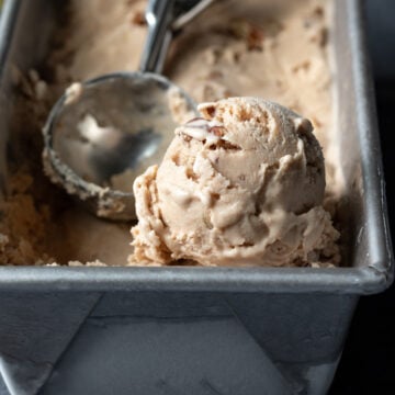 close up shot of a scoop of ice cream