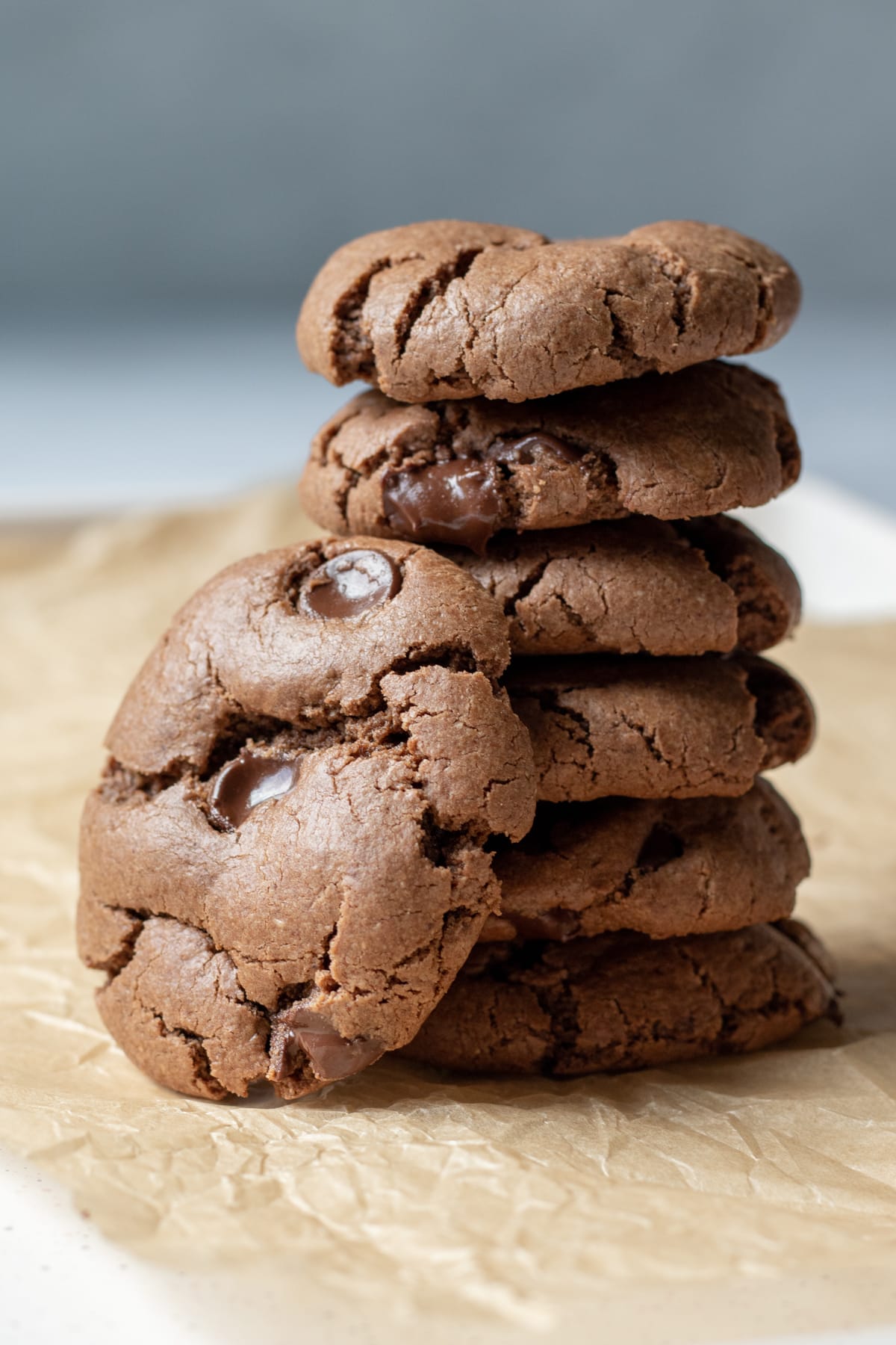 close up of stacked cookies.