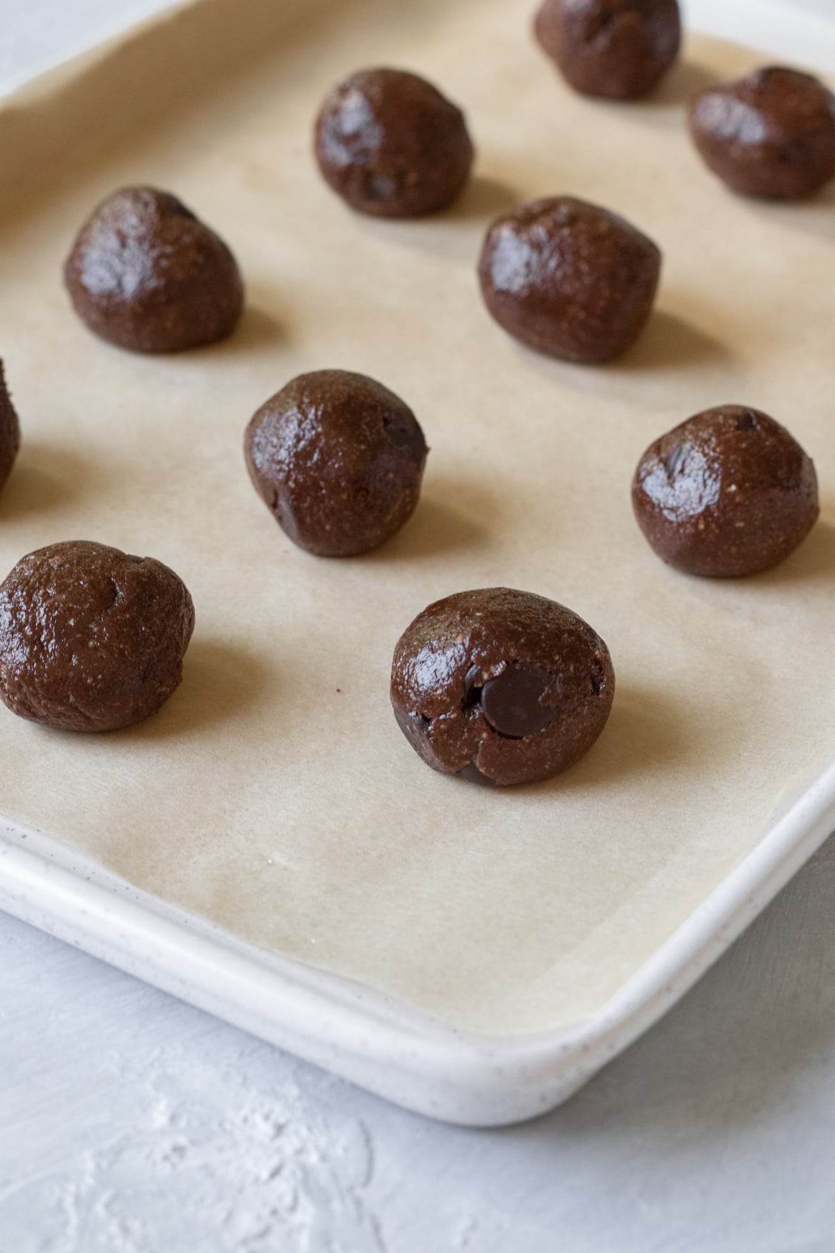 balls of cookie dough ready to be baked.