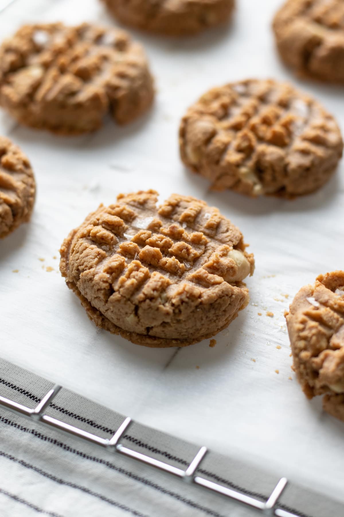 cookies cooling on a rack.